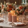 West Ivory Fluted Ribbed LED Pillar Candles, Blush Beige, with