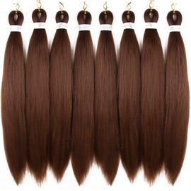 Pre-stretched Braiding Hair Professional Easy Crochet Braid Hair 26 Inch 8 Packs Hot Water Setting Soft Synthetic Braiding Hair Extension for Twist Senegalese Crochet Hair ... (26 inches, 30#)