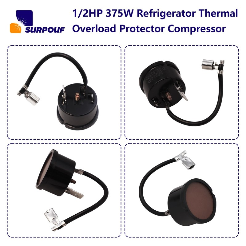 1/2HP 375W Refrigerator Thermal Overload Protector Compressor Replacement Parts