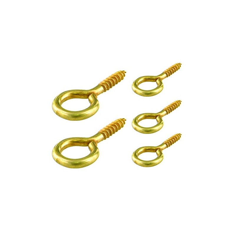 SISI UK Eye Screw Hooks Brass Plated Hook Eye Bolts