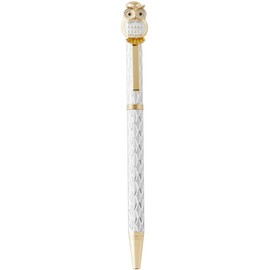 Royal Arden Ballpoint Pen, Owl 3, Black, 5.3 inches (13.5 cm), Sparkling, Owl Gift, Silver