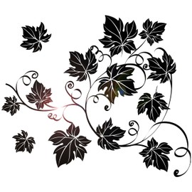 Vinyl Wall Decal Grape Branch Vine Wine Shop Garden Leaves Kitchen Decor Stickers (4421ig) Black