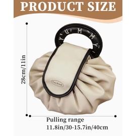 TPZORJX 1 x Drawstring Travel Cosmetic Bag for Women, Leather Makeup Bag, Large with Drawstring, Storage Organiser for Women and Girls (White)