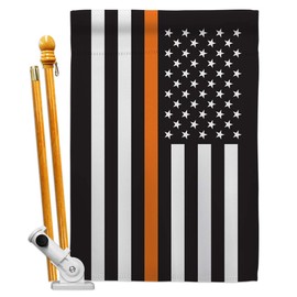 Americana Home & Garden US Thin Orange Line House Flag Set Armed Forces EMT Paramedic EMS Nurse Emergency Medical Technician Supoort Decoration Banner Small Garden Yard Gift Double-Sided, Made in USA