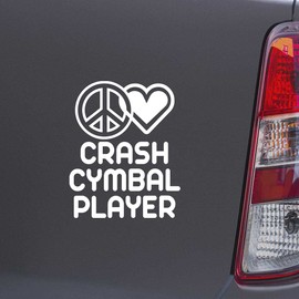 Custom Brother - Peace Love Crash CYMBAL Player White Color Car Laptop Wall Bumper Decal Sticker, DesO8