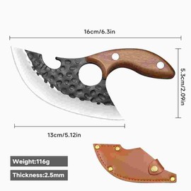 Aleevii 21 cm Küchenmesser Geschmiedet mit Lederhülle – Profi Kochmesser mit Fingerring & Holzgriff, Scharfes Ausbeinmesser für Fleisch, Gemüse & Grill.