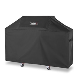 WOBER COVER 63-Inch Grill Cover for Weber Genesis 300, Heavy Duty BBQ Cover with Straps, Black, 63W x 25.6D x 43.4H inches