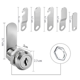 luckaide Letterbox Lock 20 mm, Letterbox Lock 4 Keys, Letter Box Lock with 5 Different Lock Plates, Letter Box Lock 16 mm, 18 mm Cabinet Lock for Cabinet Doors, Letterboxes Furniture