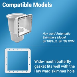SP1091LX SP1091WM Wide Mouth Butterfly Gasket Replacement, Compatible with Hay Ward Automatic Skimmers, Above-Ground Pool Skimmer Parts