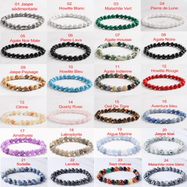 Aurstore Natural Stone Bracelet 8mm Pearl Bracelet Gemstone for Men and Women Stone, Stone