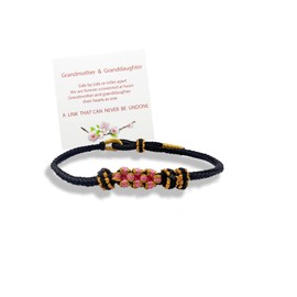 To My Granddaughter Peach Blossom BraceletTo My Granddaughter A Link That Can Never Be Undone Peach Blossom Bracelet, Granddaughter Bracelet from Grandma, Adjustable Braided Bracelets for Women