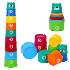 HAGOT 9 Piece Baby Stacking Cups Toy, Learning Toys for Baby, Suitable for Babies Pre-school Educational or Bath Fun