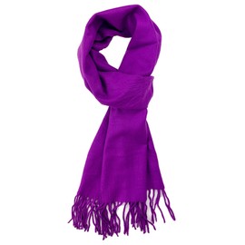 Plum Feathers Winter Scarf Shawl with Cashmere Feel - Rich Solid Colors Winter Scarves and Wraps 72" x 12" (Purple)