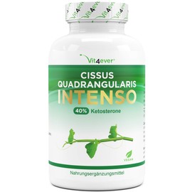 Cissus Quadrangularis - 180 Capsules with 720 mg Extract - Premium: 40% Ketosterone + Black Pepper - High Dose - Vegan - Laboratory Tested