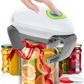 Higher Torque and One Touch Electric Jar Opener Easy Remove Almost Size Lid with Auto-Off, and Multi-Function Jar Bottle & Wine Opener Set for Weak Hands