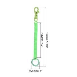 PATIKIL Retractable Coil Springs Keychain, 4 Pack Anti-lost Key Chain Holder Lanyard Cord with Plastic Lobster Clasp Keyring for Keys Wallet, Fluorescent Green