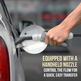 DEWAY Automatic Fuel Transfer Pump with Nozzle for Quick Flow Control & Stop, 3X More Powerful D Battery Powered, Extra Long Hose Fits All Size Cans, Portable Liquid Pump Transfers at 2.4 Gal/Minute