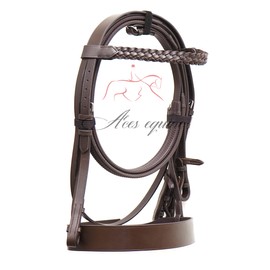 Aces Equine HUNTER BRIDLE BROWN WITH 2" NOSEBAND & 1" PLATED BROWBAND PREMIUM QUALITY (X-FULL)