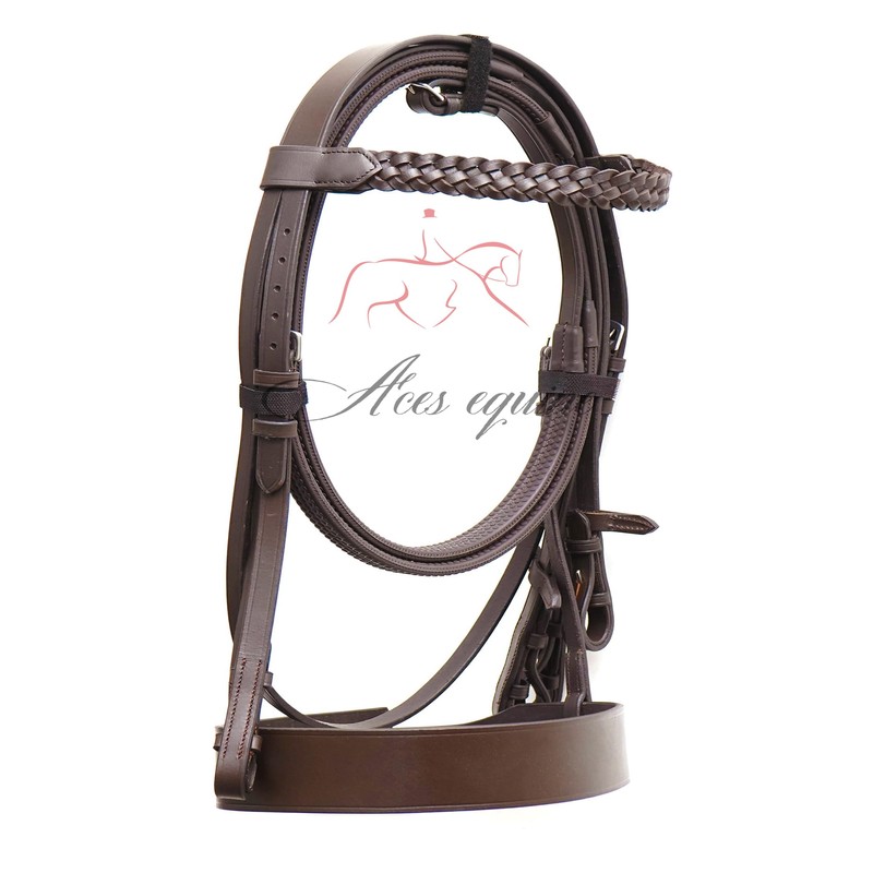 Aces Equine HUNTER BRIDLE BROWN WITH 2" NOSEBAND & 1"