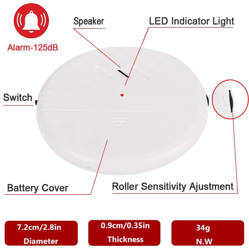 EverNary Window Vibration Alarm, 3Pack 125dB Loud Ultra-Slim Anti-Theft Alarm