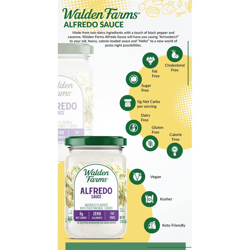 Walden Farms Alfredo Sauce – Zero Calorie, Sugar Free, Keto