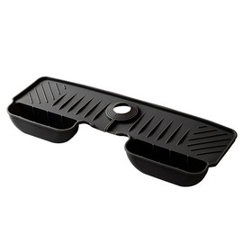 17.6 Inch Kitchen Faucet Mat with Two Sponge Holders,Silicone Sink Water Splash Guard,Drying Mat with Frame for Kitchen Bathroom Sink Accessory Faucet Water Catcher