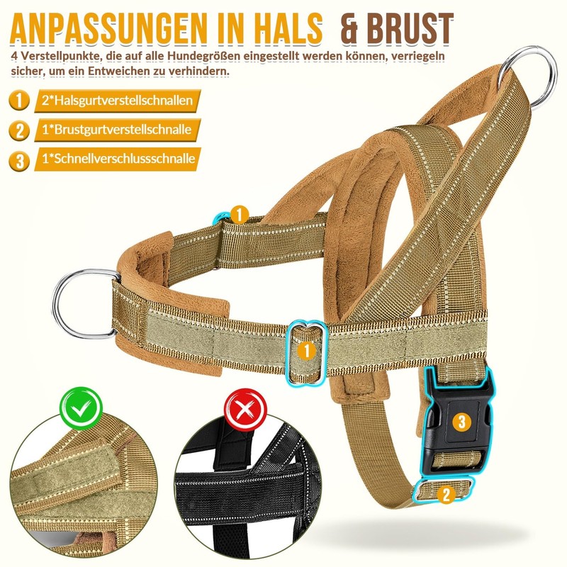 SlowTon Dog Harness Medium Large Dogs with 1.55-1.7 m Lead,