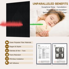 Autorific Acoustic Wall Panels,6 Pack Total Size 72 x 48 Inches,Self-Adhesive Decorative Acoustic Panels for Wall and ceiling,Black