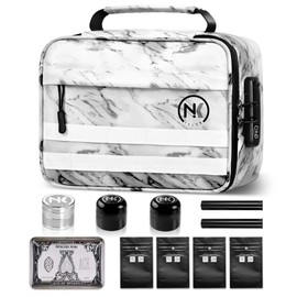 NKTOLEE Smell Proof Bag, Smell Proof Storage Box - Smell Proof Bag with Combination Lock, Storage Box Resealable - Personal Organizer Case Container - Marble Smell Proof Bag
