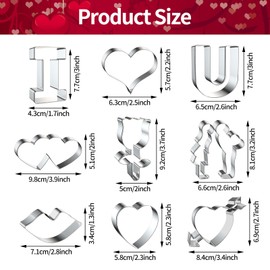 9 Pieces Valentine's Day Cookie Cutters Set, Mini Stainless Steel Romantic Cookies Cutter includes Arrowed Heart, Couple, Heart, I Love You, Lips, Twin Hearts, and Rose Baking Mold Decorations