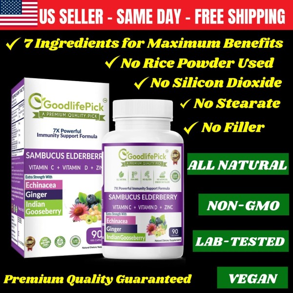 GoodlifePick Powerful Elderberry 7 in 1 with Echinacea, Vitamin C,
