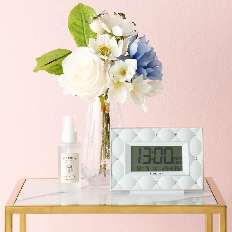 Francfranc Avisco Radio Digital Clock, Blue, Table Clock, Sparkle, Compact,