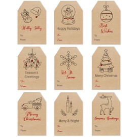 Christmas Gift Tags Stickers, Christmas Gift Labels Stickers, Christmas Gift Tags for Presents, Self-Adhesive Kraft Christmas Labels for Gifts (Simple)