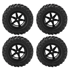 Gaeirt Set of 4 RC Tyres, 96 mm RC Car Tyres Made of Rubber Non-Slip Wheel Tyres with Hubs, 12 mm Hexagon, Foam Inserts, for 1:10 RC Crawler Offroad Truck Car