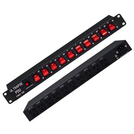 UltraPoE 10-Outlet Rack Mount Power Strip - 100-240V/15A/1800 Joules, Surge Protector,for Network Servers.Power Conditioner Features 10 Individual Switches and 6ft Power Cord