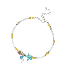 SAFIGLE 1pc Shell Ankle Beach Ocean Necklace Silver Ankle Trendy Jewelry Charms Bracelets Choker Necklace for Fashion Jewelry Charm Necklace for Women Anklet Foot Chain Water Drop Colorful