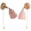 Macaron Bedside Wall Lamp Space Saving Pink Lampshade Wall Sconces
