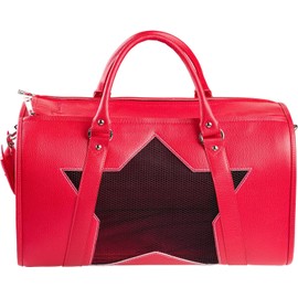 Pet Carrier Dog Cat Puppies Carrier Pet TSA Airline Approved Luxury Faux Leather Carrier Breathable Gift Box Collapsible Travel (RED)