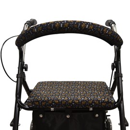 SPRING SEAON Rollator Walker Seat and Backrest Cushion Covers Set - Removable Washable Soft Fabric, Universal Fit & Adjustable Patterns, Essential Rollator Accessories (Black)