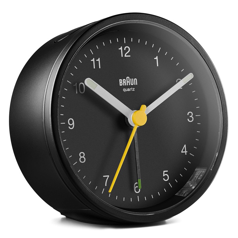 braun/brown analog alarm clock bc12b, Black, Minimalist