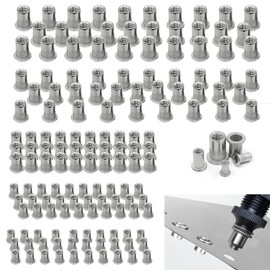 Wkmamo Pack of 150 Rivet Nuts 304 Stainless Steel M3 M4 M5 M6 M8, Rivet Nuts Threaded Rivets, Metric Rivet Nutsert, Thread Rive Nutsert Cap for Fixing Furniture Decorations Crafts