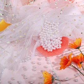 WGV Small White Plastic Pearl Beads in 1 LB Bag, 0.4"(10 mm), Approx 720 Pearls, No Holes, Vase Filler, Loose Table Scatter, Art Crafts