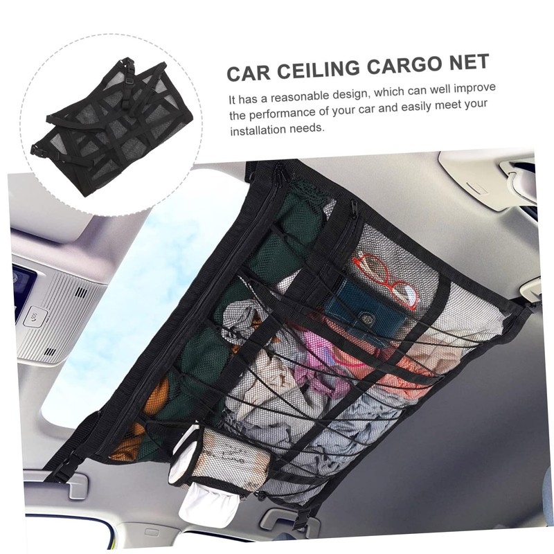 FUNOMOCYA Car Travel Accessories Ceiling Net Organizer Pouch Storage Bag
