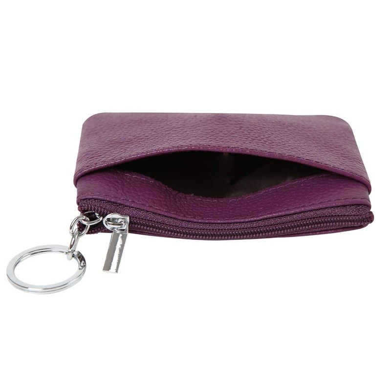 Ladies Genuine Leather Wallet with Key Ring, Purple, purse