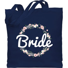 Shirtracer - Cotton Bag - Hen Party Women - Bride Flower Wreath, 3 Navy Blue