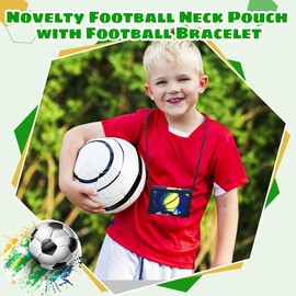 SwirlColor Kids Wallets for Boys, Lanyard Zippered Kids Purse Football Pattern Boys Wallets for Kids 9-12, with a Football Keyring