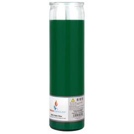 Mega Candles 1 pc Unscented Green Glass Container Devotional Prayer Candles, Shortening Wax Candle 2 Inch x 8 Inch, Ideal for Sanctuary, Vigils, Spiritual, Blessings, Religious, Altar, Remembrance