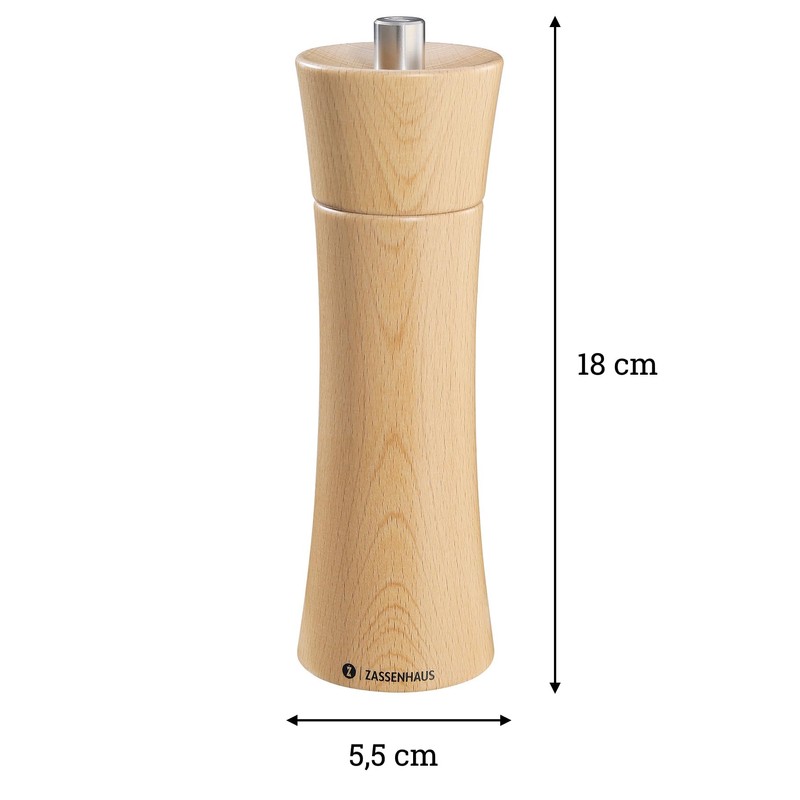 Sassenhaus Frankfurt Salt Mill, Natural, 7.1 inches (18 cm), 63-1262-36