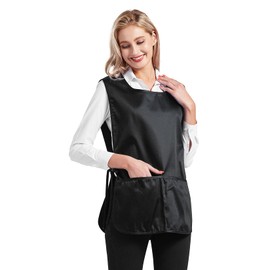 Nanxson CF3137 Unisex Apron Pack of 2 Universal Apron Adjustable Waist with 2 Front Deep Pockets, Black (black-1)