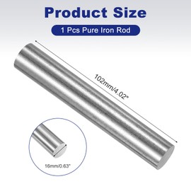 PATIKIL Pure Iron Rod Diameter 0.63 inch (16 mm) Length 4.02 inch (102 mm) Steel Stick DIY Craft Supplies Science Laboratory